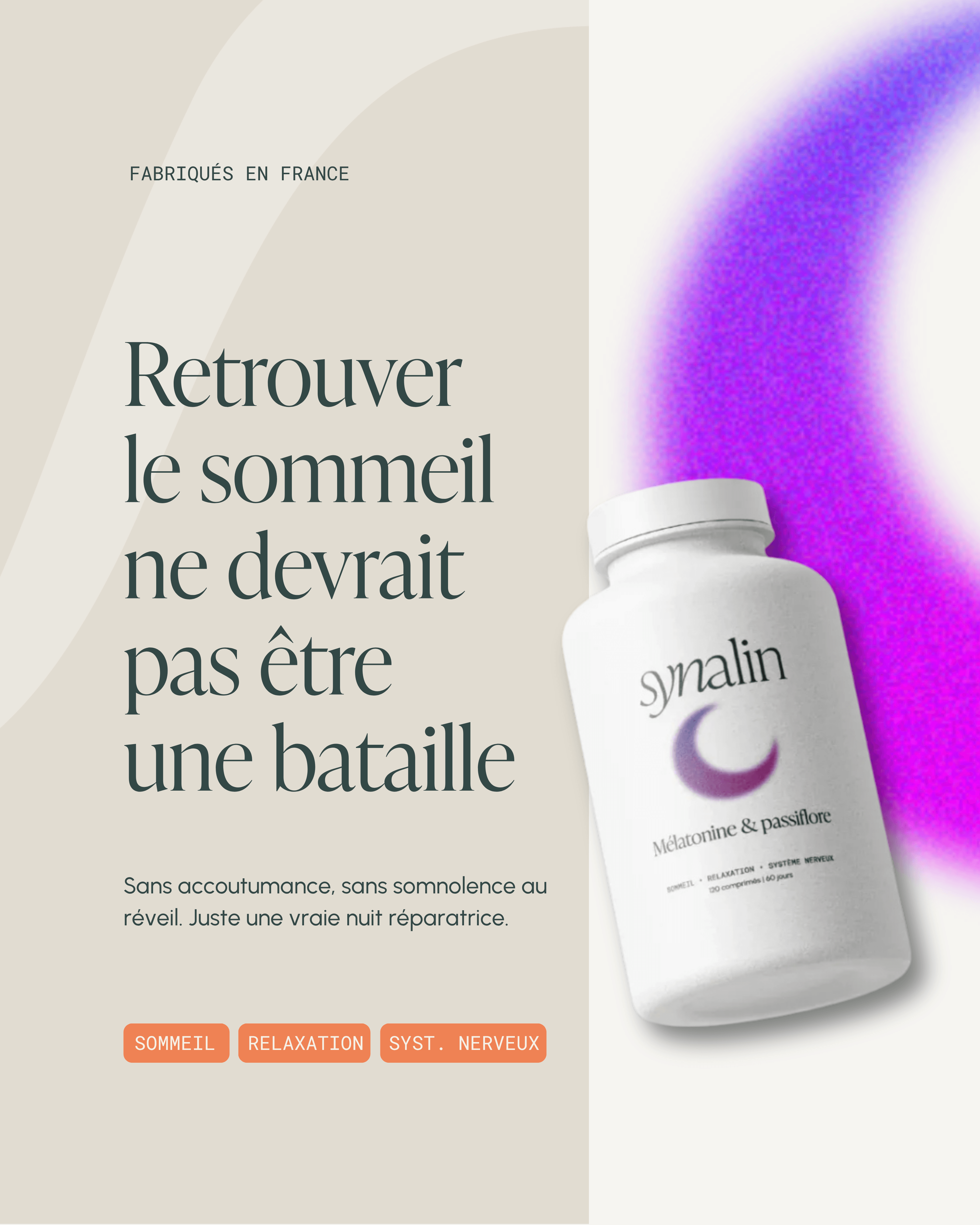 Complément Synalin mélatonine et passiflore pour améliorer le sommeil et la relaxation naturelle